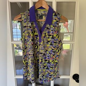 Jamie sadock size small purple/green golf polo
